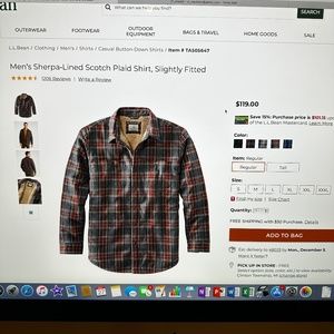 Men’s Sherpa Lined Scotch Plaid Shirt, Slightly Fitted